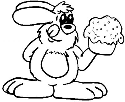 Bunny With Cupcake Coloring Page