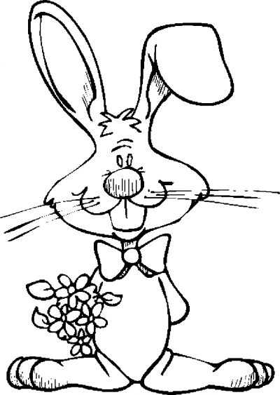 Bunny With Flowers Coloring Page