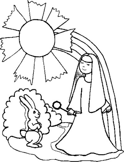 Bunny With Girl Coloring Page