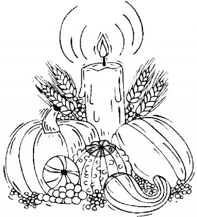 Candle &amp; Harvest Coloring Page
