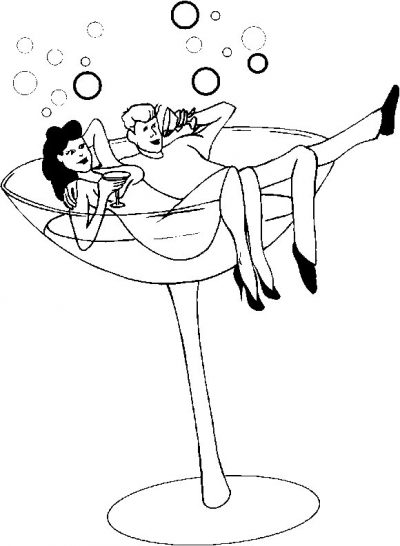Champagne Dip Newyearstoast Coloring Page