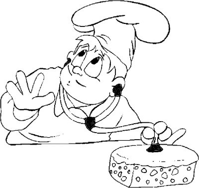 Chef &amp; Fruitcake Coloring Page