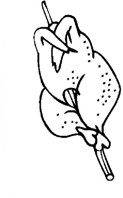 Chicken On Spit Coloring Page