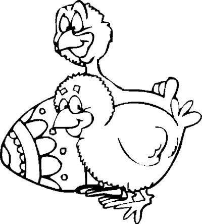 Chicks &amp; Easter Egg Coloring Page