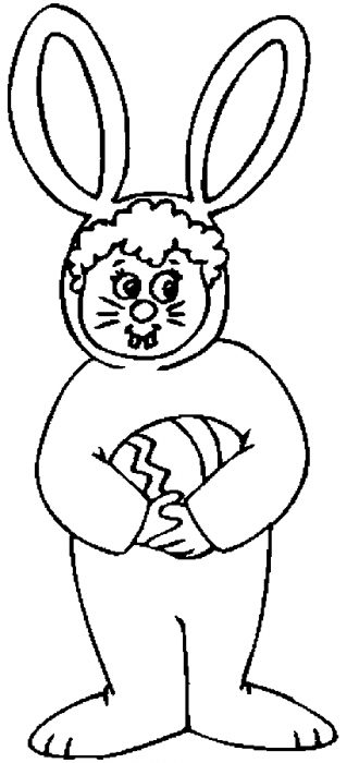 Child In Bunny Costume Coloring Page