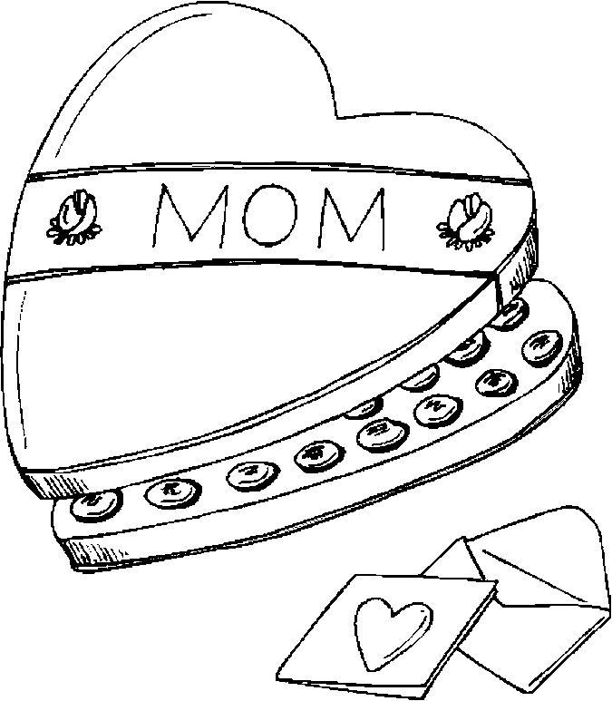 Chocolates For Mom Coloring Page