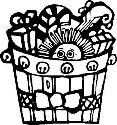 Christmas Basket Coloring Page