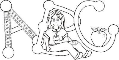 Cntryabcgirlbw Coloring Page