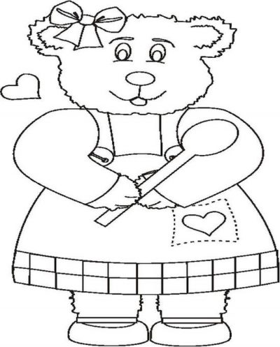 Cookingbearbw Coloring Page