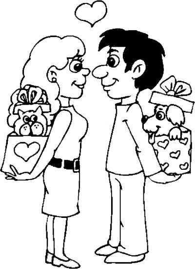 Couple &amp; Gifts Coloring Page