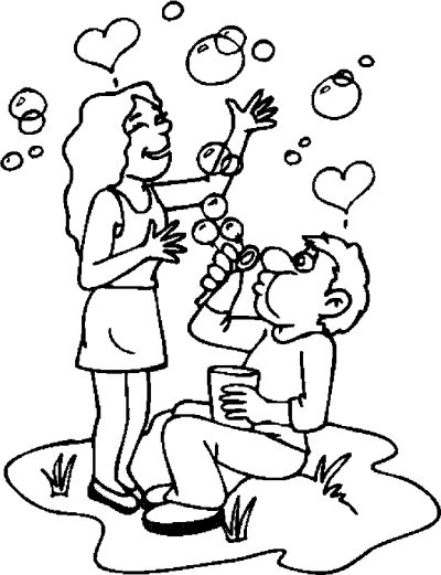 Couple Making Bubbles Coloring Page