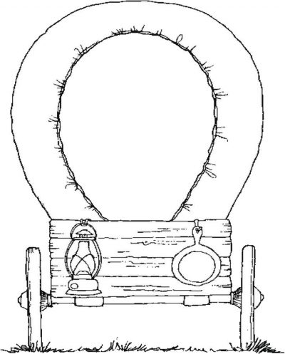 Covered Wagon Coloring Page