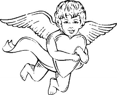 Cupid Holding Heart Coloring Page
