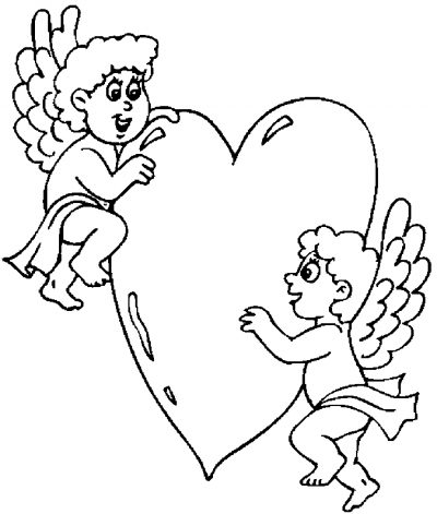 Cupids &amp; Heart Coloring Page
