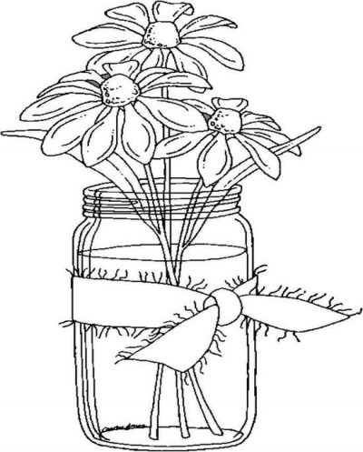 Daisies In A Jar Coloring Page