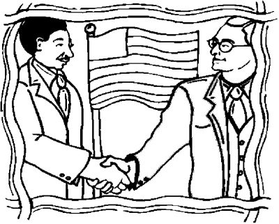 Diplomats Shaking Hands Coloring Page