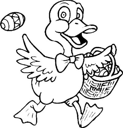Duck &amp; Basket Coloring Page