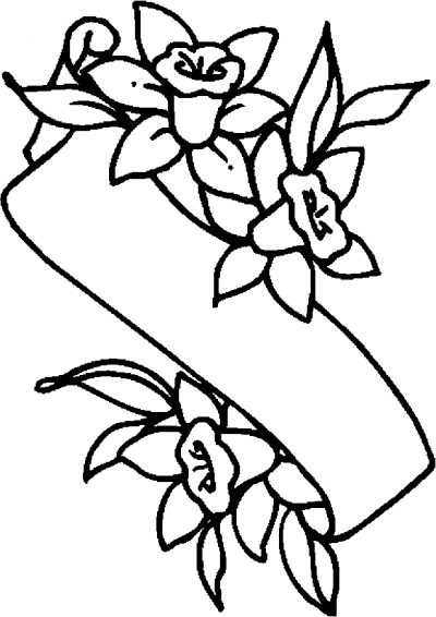 Easter Lily Banner Coloring Page