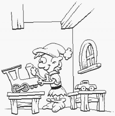 Elf Christmas Coloring Page