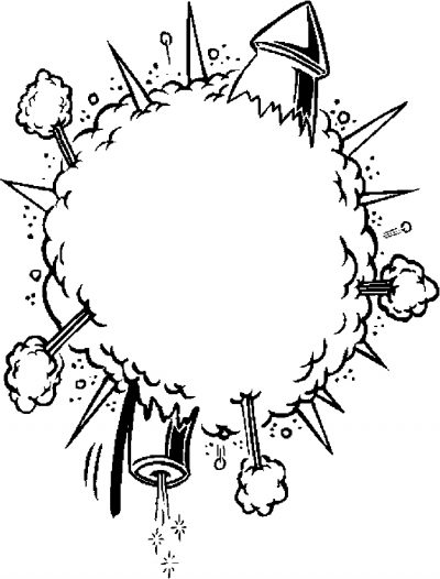 Exploding Rocket Frame Coloring Page