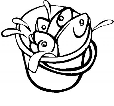 Fish In Bucket Coloring Page