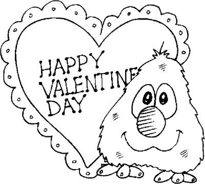 Fuzzy Creature Valentine Coloring Page