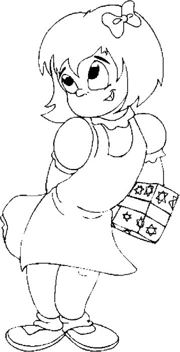 Girl With Gift Coloring Page