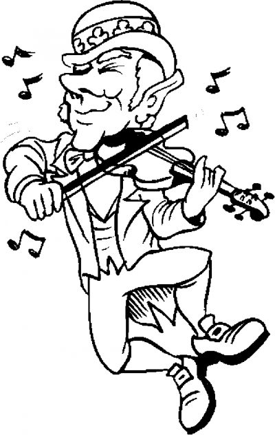 Leprechaun Fiddling Coloring Page