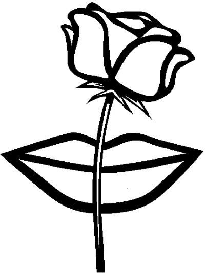 Lips &amp; Rose Coloring Page