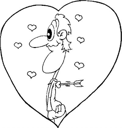 Man Shot By Cupid Coloring Page