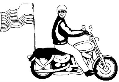 Motorcycle With Flag Coloring Page