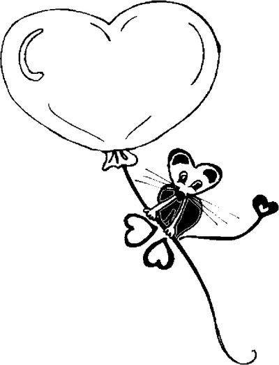 Mouse &amp; Balloon Coloring Page