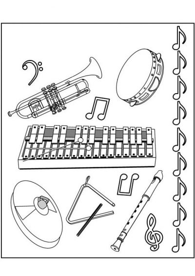 Music Instruments Coloring Page
