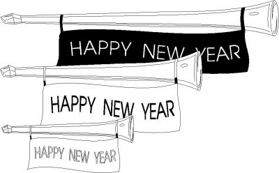 New Year Trumpets Happynewyear Coloring Page