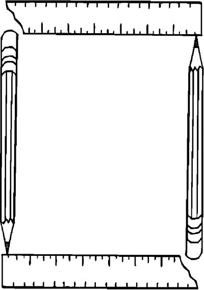Pencil &amp; Ruler Frame Coloring Page