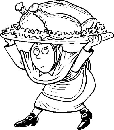 Pilgrim Carrying Turkey Coloring Page