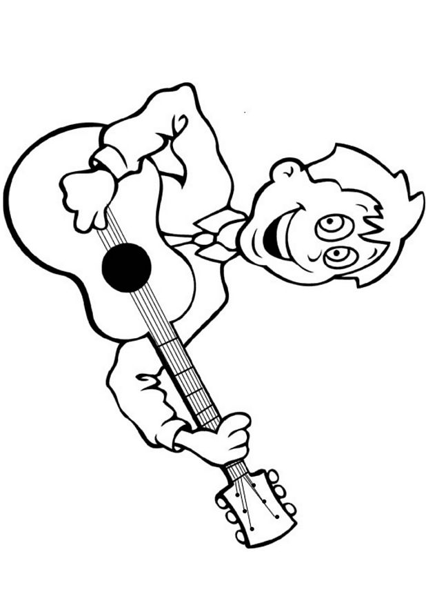 Playing Guitar Coloring Page