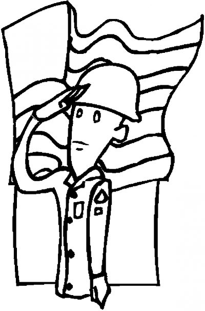 Soldier Saluting Flag Coloring Page