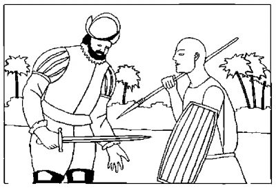 Spaniard &amp; Native Fighting Coloring Page
