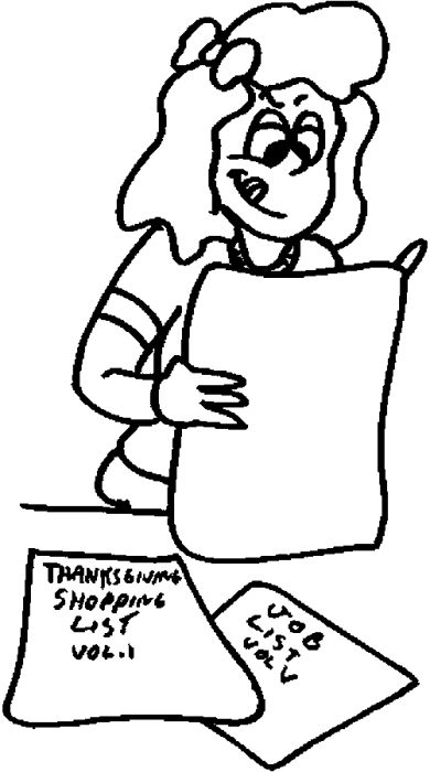 Thanksgiving Shopping List Coloring Page