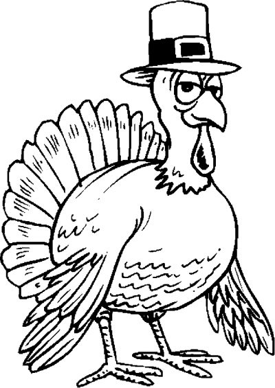 Turkey Wearing Hat Coloring Page