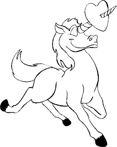 Unicorn &amp; Heart Coloring Page