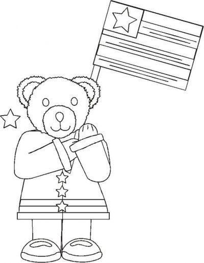 Usaflagbearbw Coloring Page