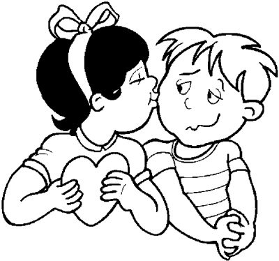 Valentine Kiss Coloring Page