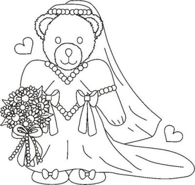 Weddingbearbridebw Coloring Page