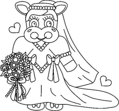 Weddingcowbridebw Coloring Page