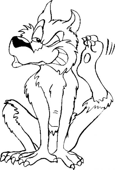 Werewolf Scratching Coloring Page