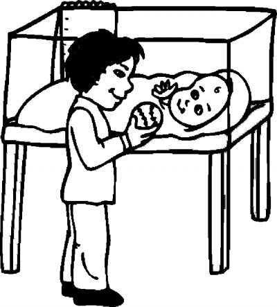 Boy &amp; Baby Coloring Page
