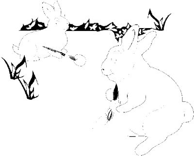 Bunnies Painting Eggs Coloring Page