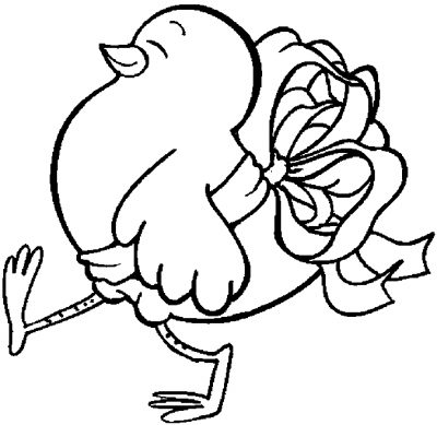 Chick With Bow Coloring Page